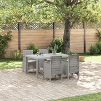 Juego de Comedor de Jardín Rattan Gris Claro de 5 Piezas