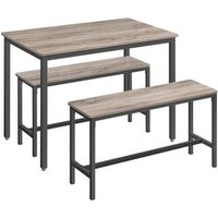Juego de Mesa de Comedor y 2 Bancos Estilo Rústico Moderno Juego de Mesa de Comedor y 2 Bancos Estilo Rústico Moderno