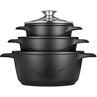 Batería de Cocina Inducción 6 Piezas Aluminio Fundido Negro Smile MGK-18