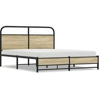 Cama Matrimonial Estructura Metálica Roble Sonoma 160x200 Cm