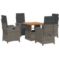 Set Comedor de Jardín 5 Piezas Ratán Sintético Gris