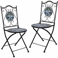 Set de 2 Sillas de Forja y Mosaico 38x38x90 cm