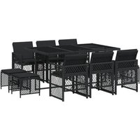 Set de comedor de jardín 11 piezas con cojines de rattan sintético Vidaxl