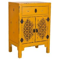 Mesita De Madera Negra De 1 Cajón Y 2 Puertas 48x32x70h Cm