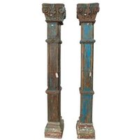 Columnas De Madera Artesanal 32x32x230h Cm