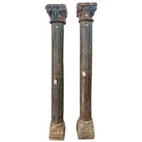 Dos Columnas De Madera Acabado Artesanal 30x30x224h Cm Dos Columnas De Madera Acabado Artesanal 30x30x224h Cm