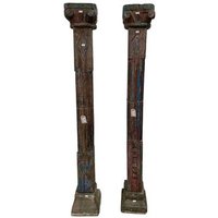 Dos Columnas De Madera Acabado Artesanal 26x26x194h Cm