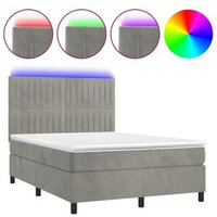 Cama Box Spring con Colchón y LED Gris 140x190 Cm