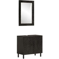 Conjunto de Armarios de Baño 2 Piezas Madera Maciza de Mango