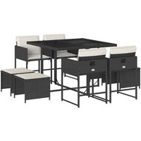 Set de Comedor de Jardín 9 Piezas de Ratán Sintético