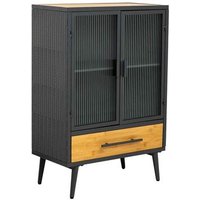 Vitrina Metálica y de Madera con 1 Cajón 61x32x90.5h Cm