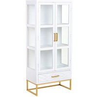 Vitrina de madera y metal con 2 puertas y 1 cajón