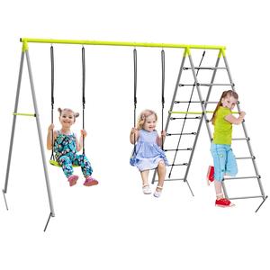 Outsunny Conjunto 4 en 1 Columpios con Escalador