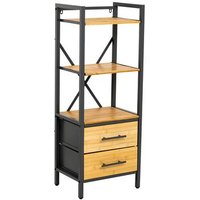 Estantería de metal y madera con 2 cajones