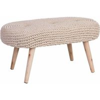 Banqueta De Madera Y Algodón Trenzada 82x43x43h Cm