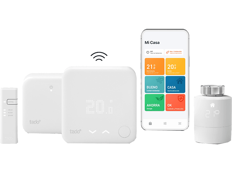 Tado Pack Kit Termostato Inalámbrico + 1 Cabezal Termostático Inteligente