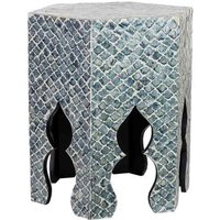 Mesa auxiliar de madera y capiz gris 45x40x50cm