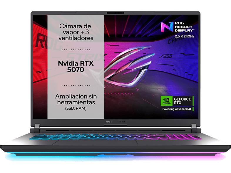 Portátil gaming ASUS ROG Strix G18 G815LP-S9005W 18" WQXGA Intel Core Ultra 9 275HX 32 GB RAM 1 TB SSD GeForce RTX 5070