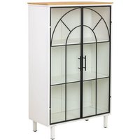 Vitrina de Metal, Madera y Vidrio 2 Puertas 80x35x130.5 cm