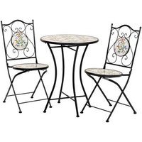 Juego de Mesa y 2 Sillas de Mosaico y Forja