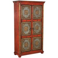 Armario De Madera Tallado Rojo 102x44x183