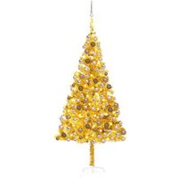 Árbol de Navidad Artificial con Luces y Bolas Doradas / Plateadas 240 cm