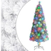 Árbol de Navidad Artificial con Fibra Óptica Blanco 180cm