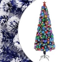 Árbol De Navidad Fibra Óptica Blanco Y Azul 210 Cm