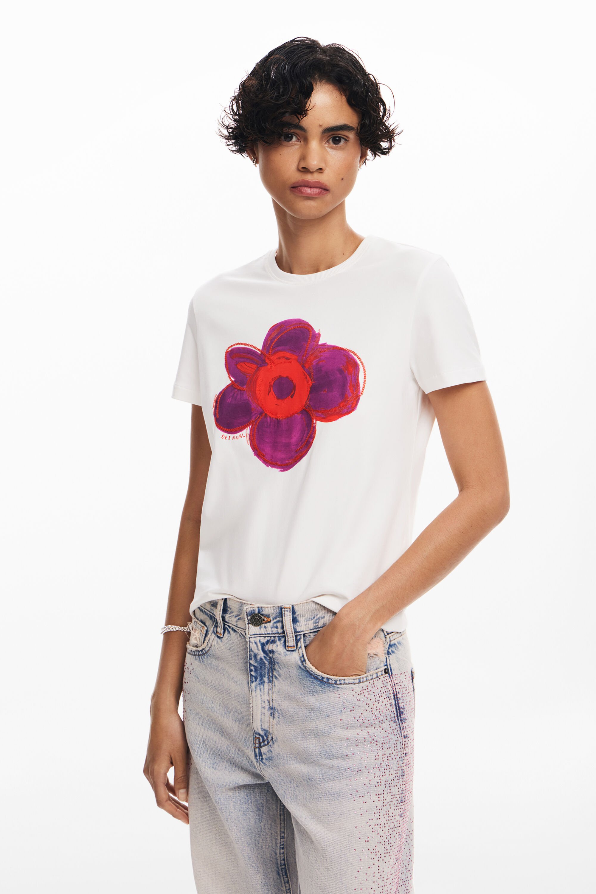 Desigual Camiseta flor fehombre