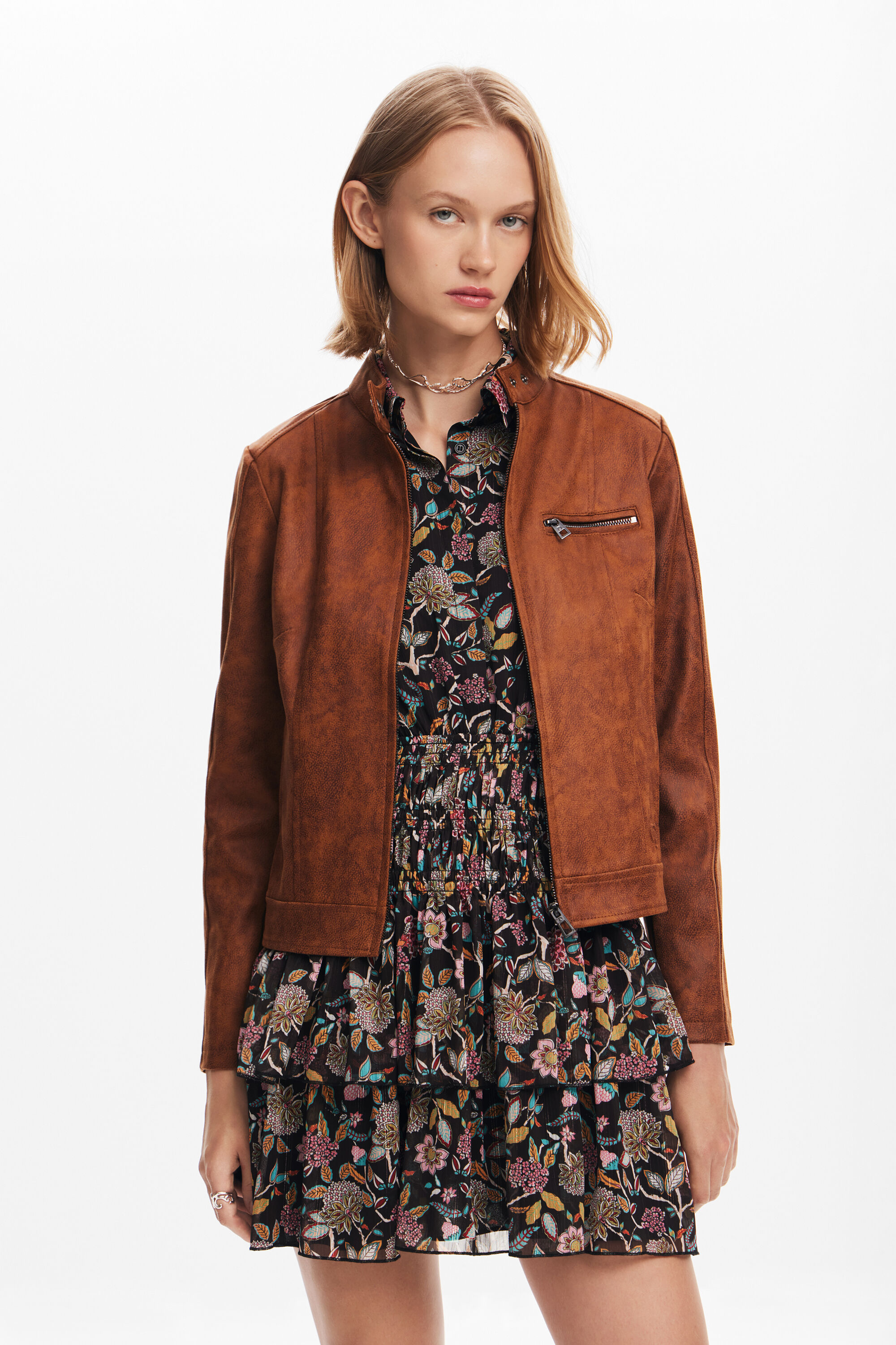 Chaqueta Biker Regular Hombre
