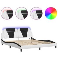 Estructura de Cama con Luces LED y Cuero 180x200 cm