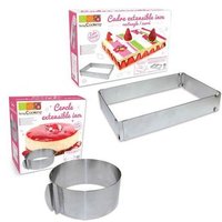 2 Marcos Extensibles para Pastelería (Círculo y Rectángulo)