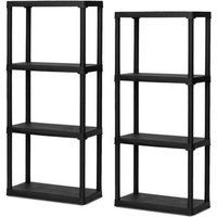 Set De 2x Estanterías Modulares Con 4 Baldas De Plástico