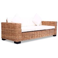 Sofá de 3 Plazas de Ratán Natural Vidaxl