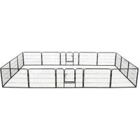 Corral para perros 16 paneles de acero Vidaxl