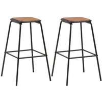 Taburetes de Cocina 2 Uds. Madera Maciza y Acero Vidaxl