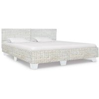 Estructura de cama sin colchón de ratán natural 180x200 cm