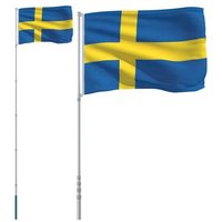 Vidaxl Mástil y Bandera de Suecia de Aluminio 5,55 M