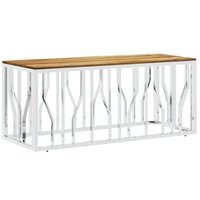 Mesa de Centro Acero Inoxidable y Madera Maciza Acacia