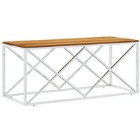 Mesa de Centro y Auxiliar de Acero Inoxidable y Madera Maciza de Acacia CFW772398