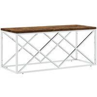 Mesa Auxiliar Acero Inoxidable Y Madera Maciza Reciclada Cfw772400
