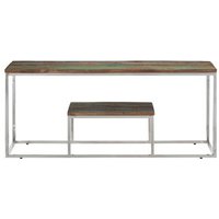 Mesa De Centro De Acero Inoxidable Y Madera Reciclada