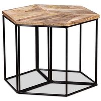 Mesa de centro de madera maciza de mango 56x48x40 cm