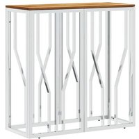 Mesa Consola Auxiliar Acero Inoxidable Y Madera Acacia