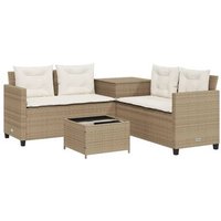 Sofá De Jardín En Forma De L con Mesa y Cojines