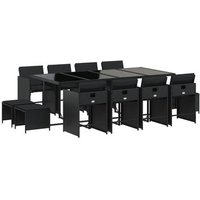 Set de comedor de jardín con cojines 13 piezas rattan sintético