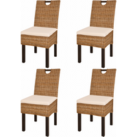 Sillas de Comedor Vidaxl Ratán Kubu y Madera de Mango (4 Unidades)