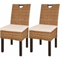 Sillas de Comedor Vidaxl de Ratán Kubu y Madera de Mango
