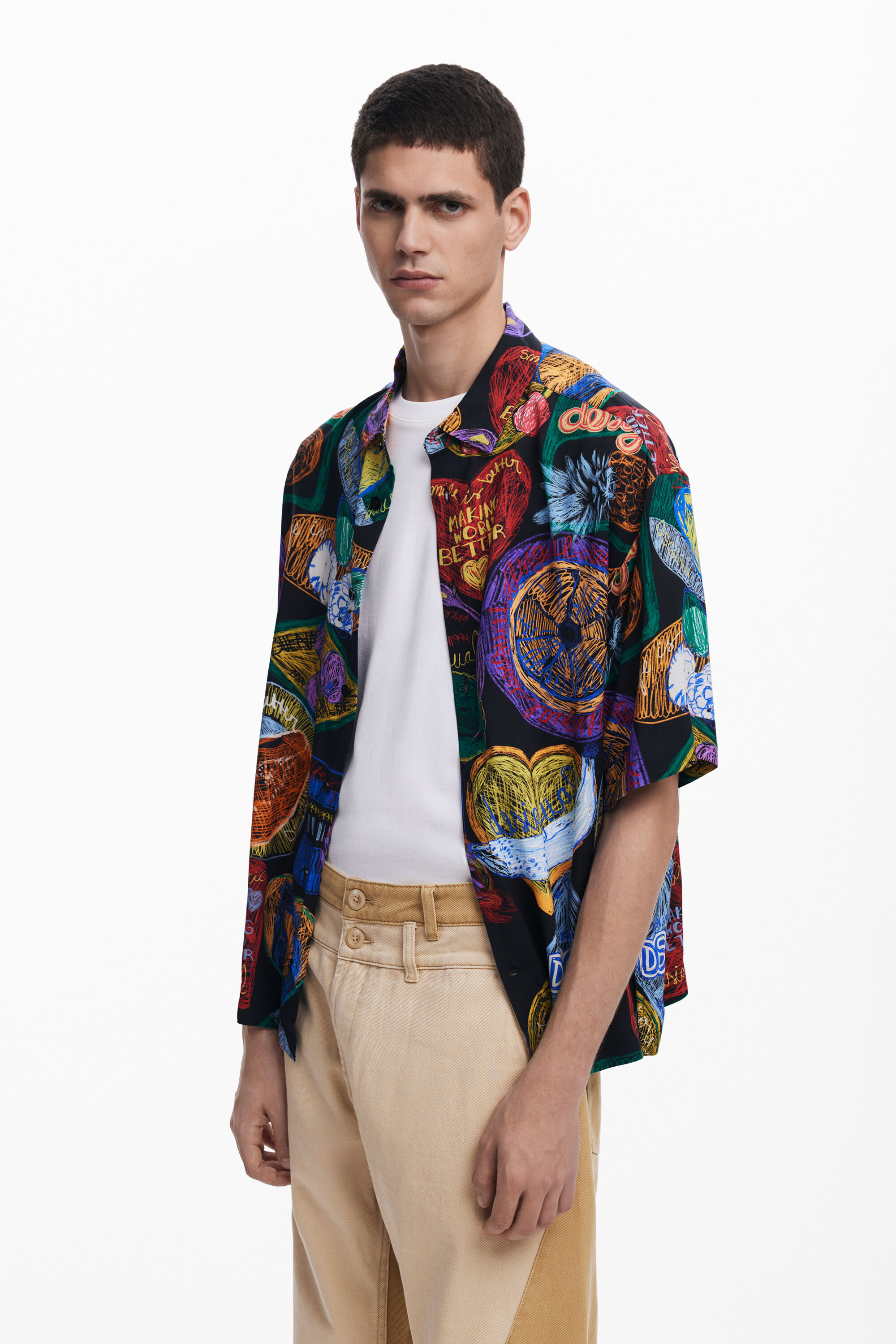 Camisa Desigual Manga Corta Frutas Hombre