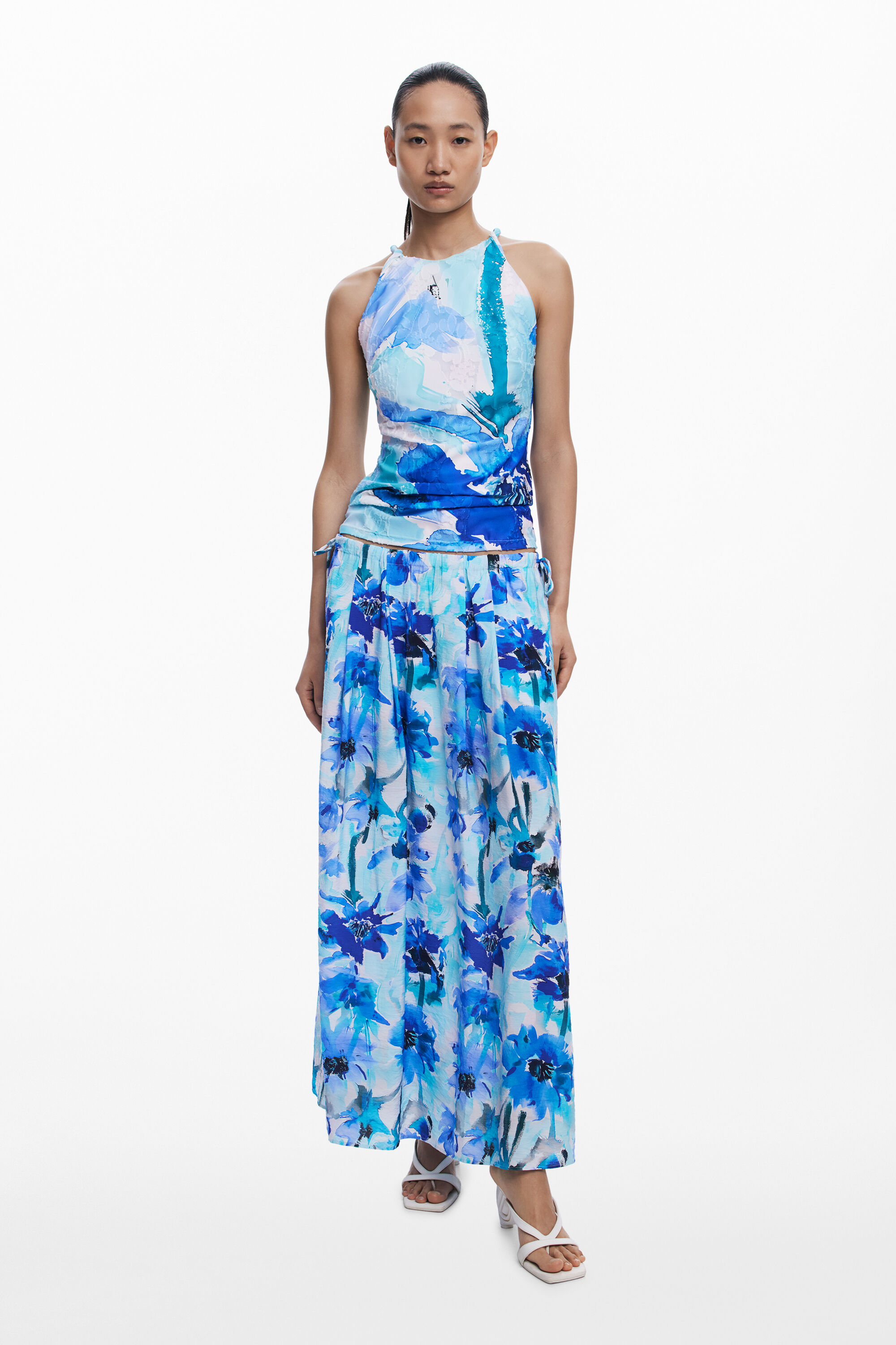 Falda midi evasé flores fehombre Desigual